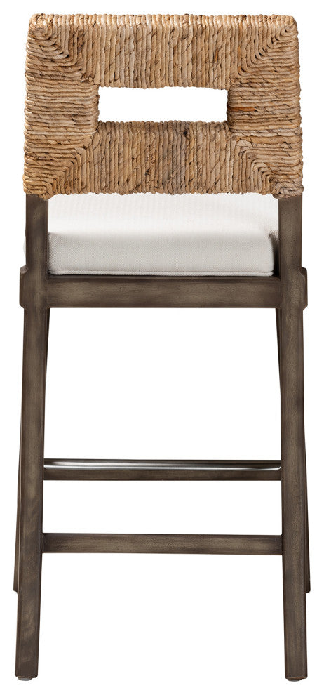 Eila Mahogany & Rattan Counter Stool