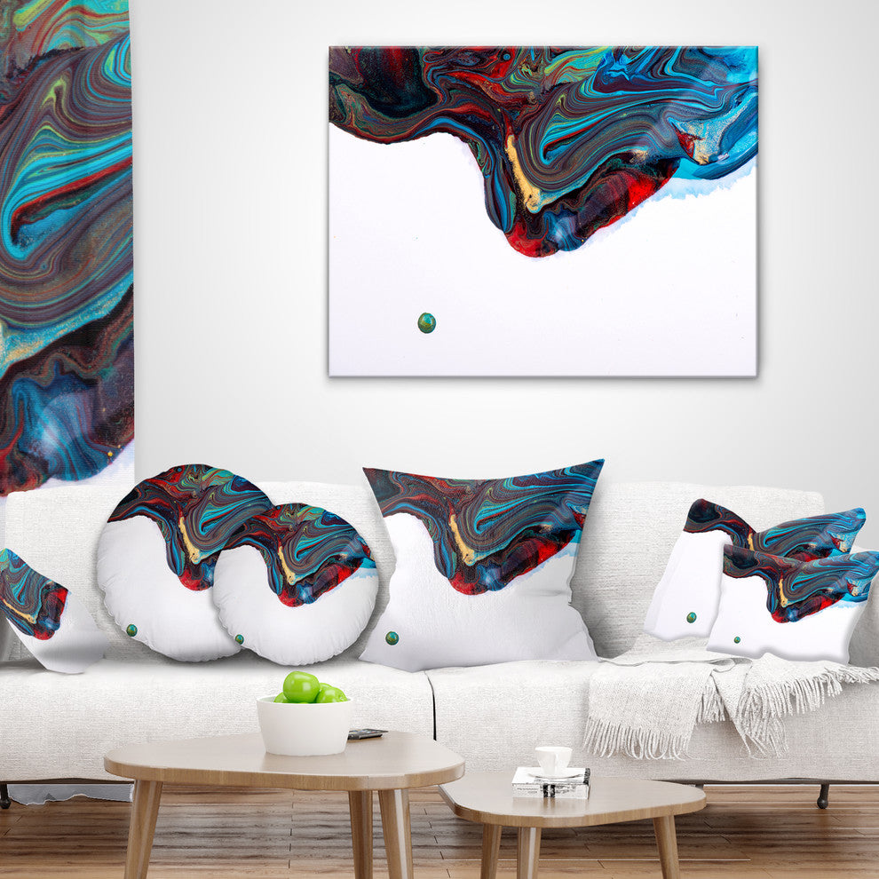Multi Color Abstract Acrylic Paint Mix Abstract Throw Pillow, 18"x18"
