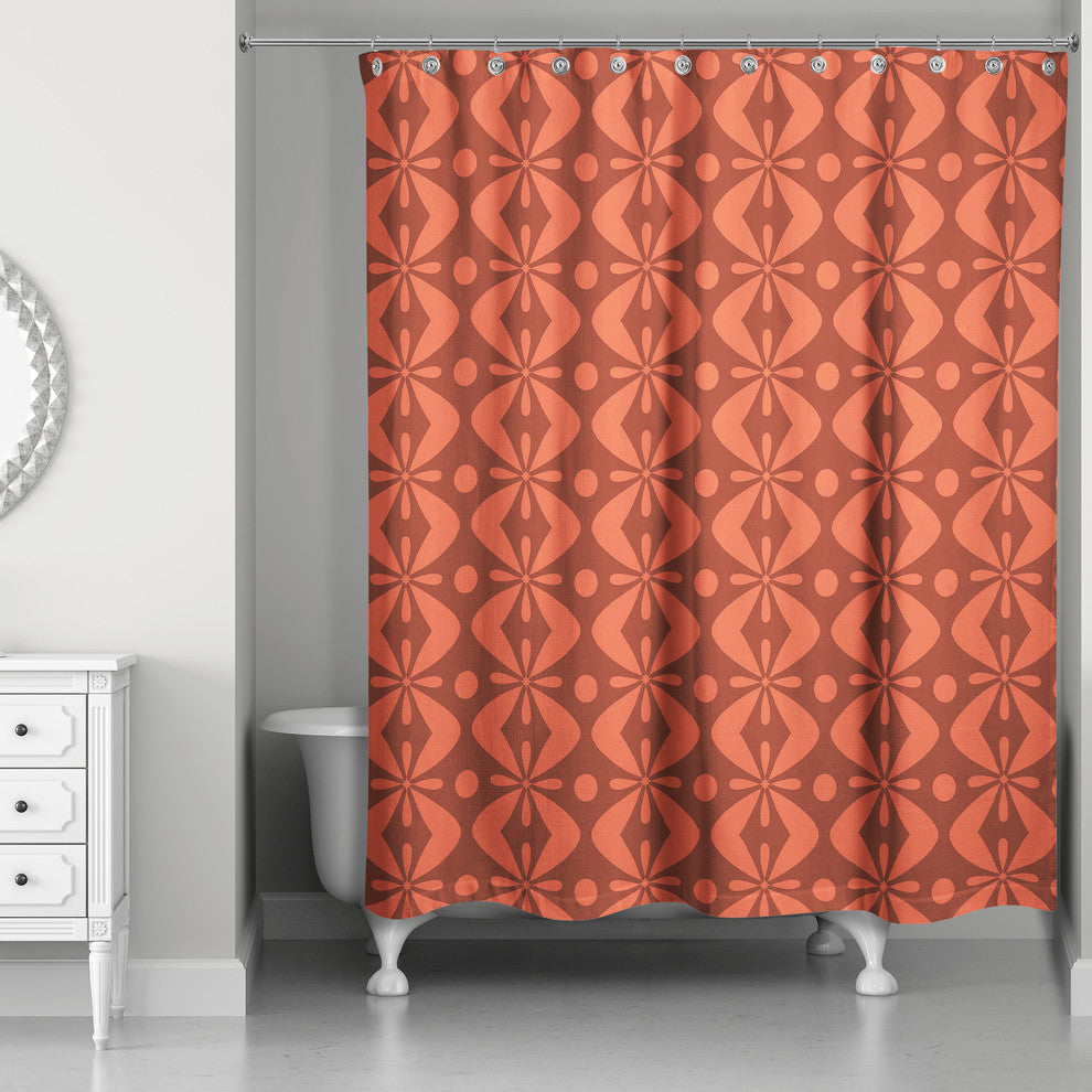 Folk Pattern in Red Shower Curtain