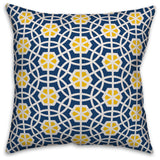 Blue and Yellow Geo Circles 18x18 Throw Pillow