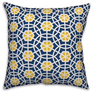 Blue and Yellow Geo Circles 18x18 Throw Pillow
