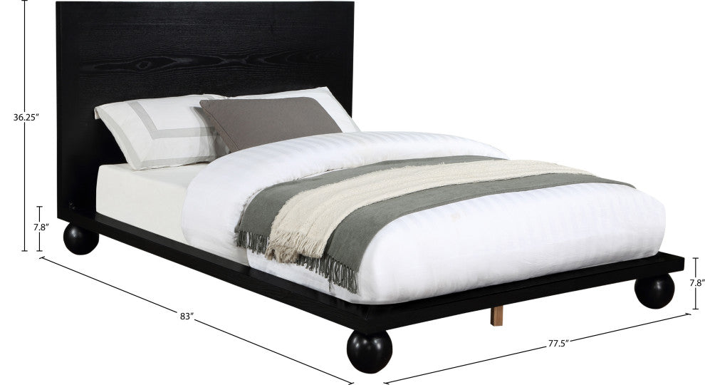 Kent Solid Ash Wood Bed, Black, King