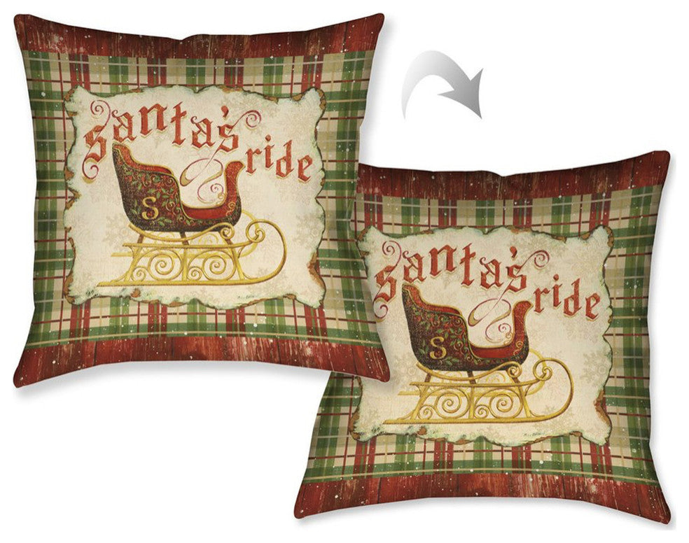 Laural Home Santa's Ride 18" X 18" Indoor Decorative Pillow