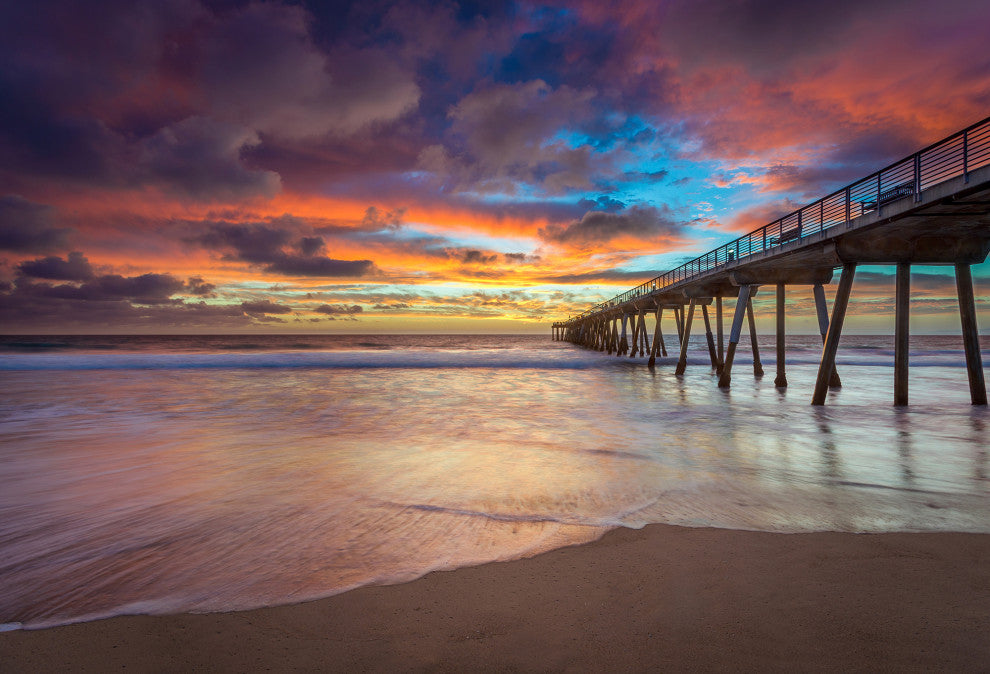 Dreamy Pier at Sunset Coastal Landscape Photo Canvas Wall Art Prints, 18" X 24"