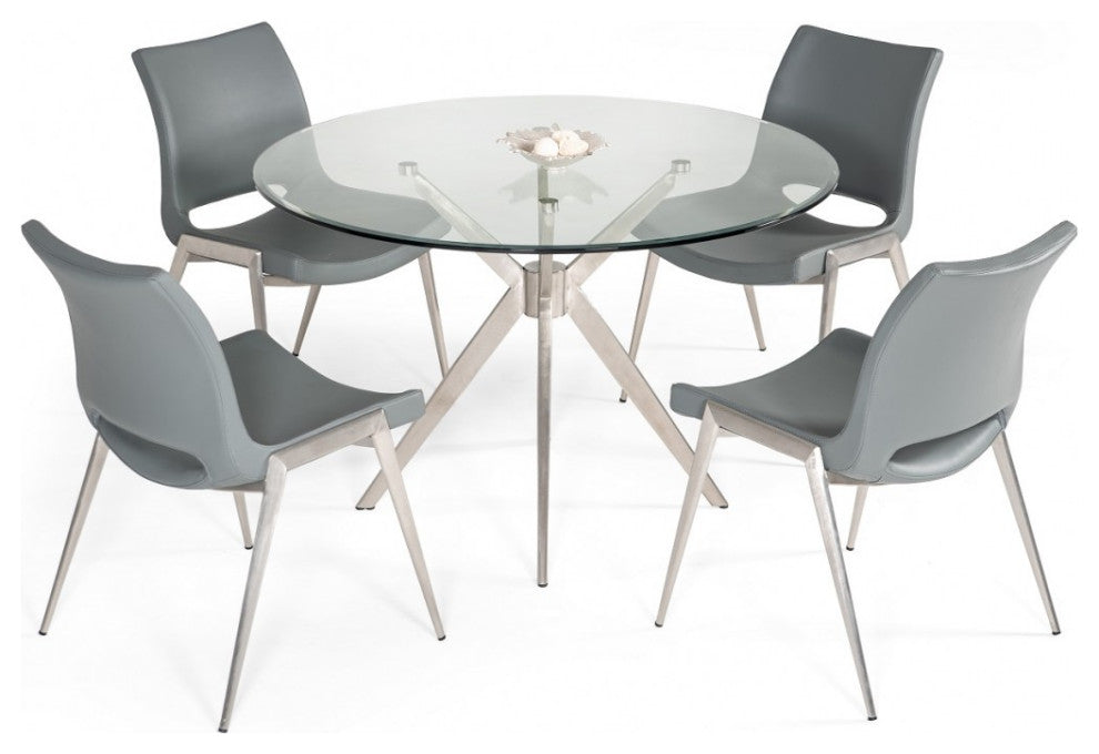 Modrest Dallas Modern Brushed Stainless Steel Dining Table