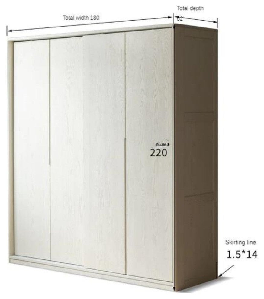 Oak Solid Wood Cream Wardrobe Sliding Door, 78.7x24.4x86.6"