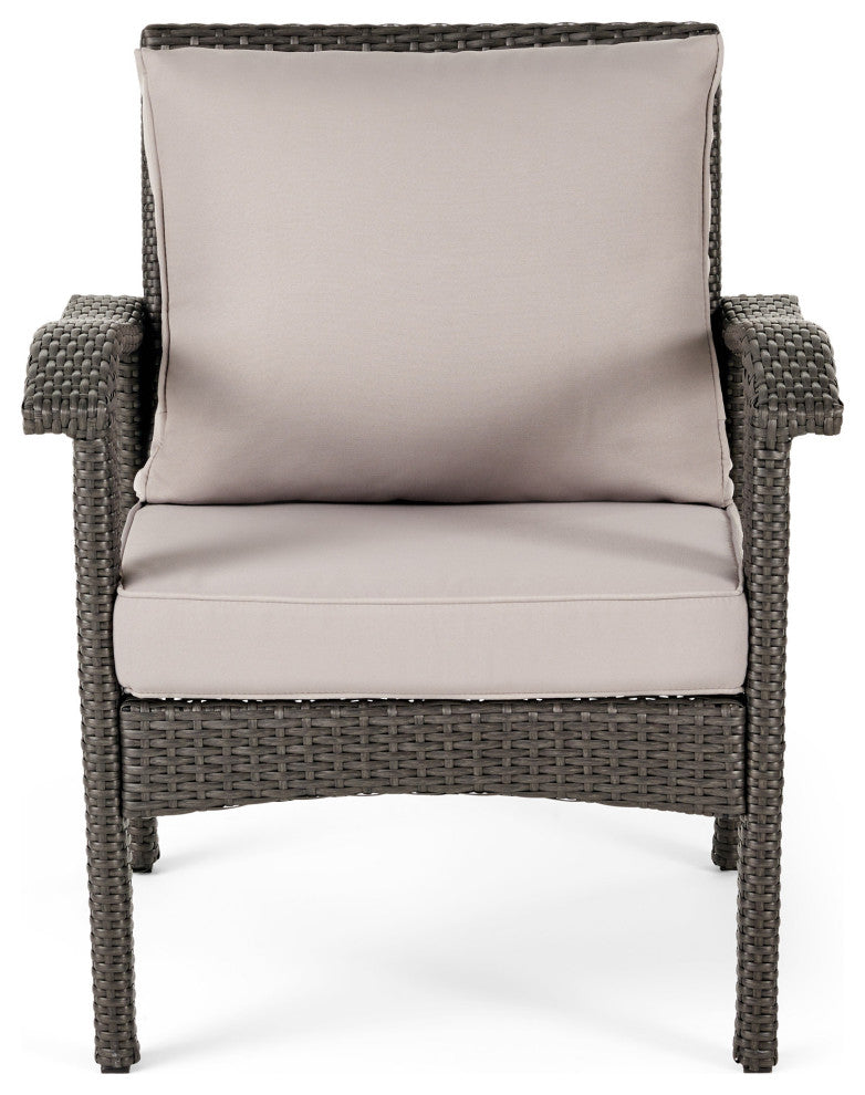 GDF Studio 3-Piece Maui Outdoor Gray Wicker Chat With Cushions Set