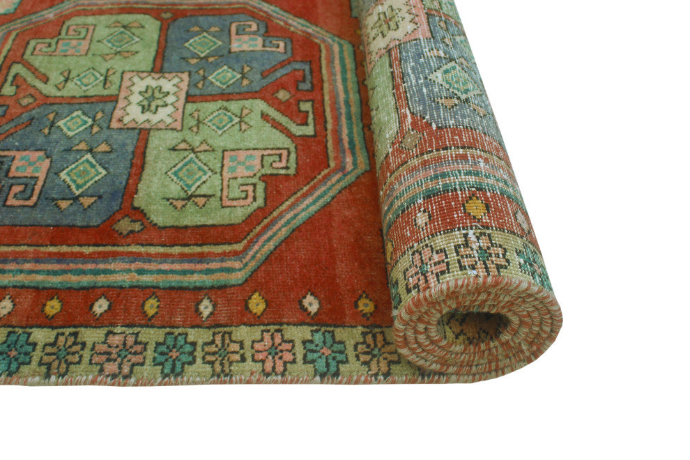 Fine Vintage Distressed Ayobunmi Rust/Beige Runner, 4'4 x 10'7