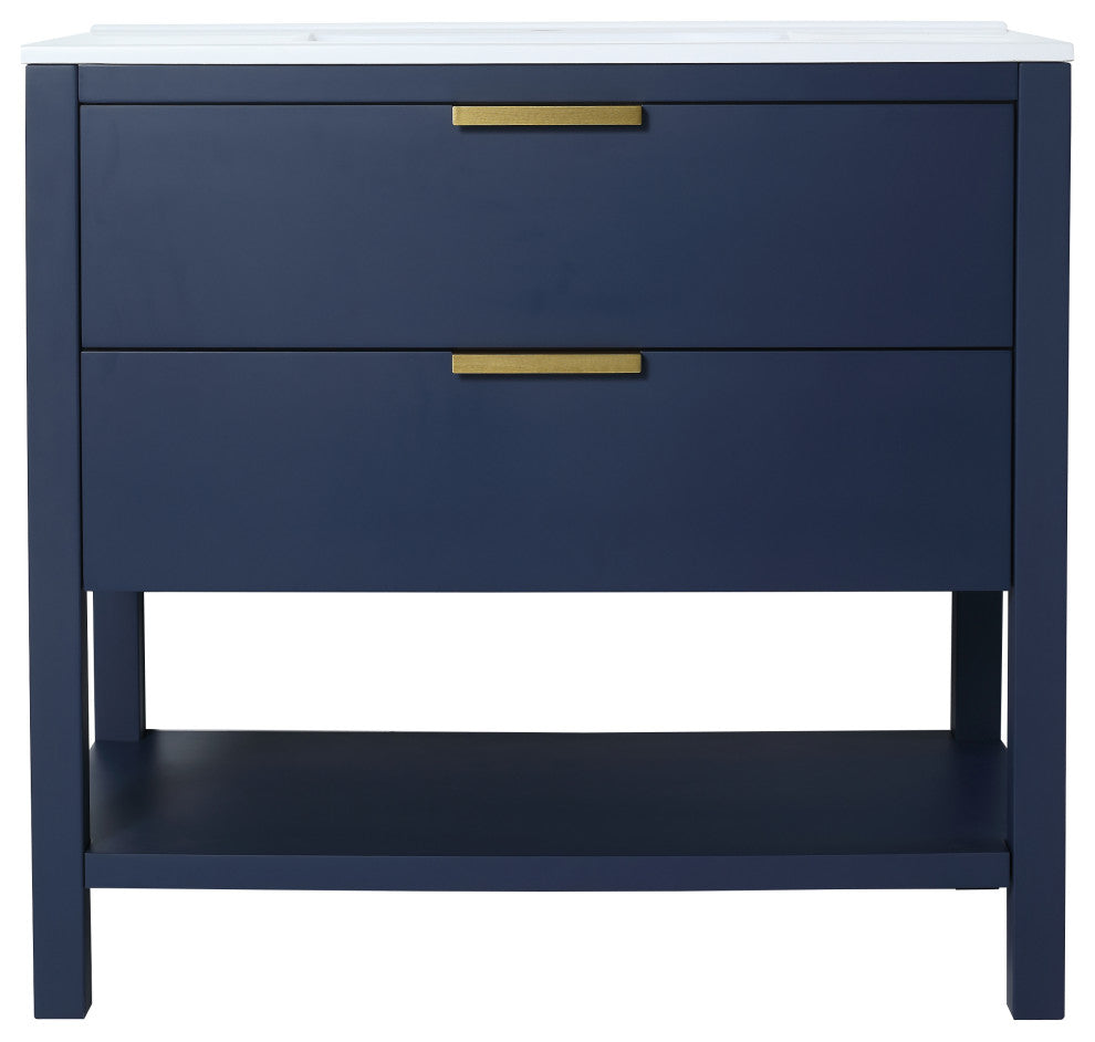 BNK 36" Freestanding Bathroom Vanity With 2 Soft-Close Drawers, 1 Shelf, 36"x18"