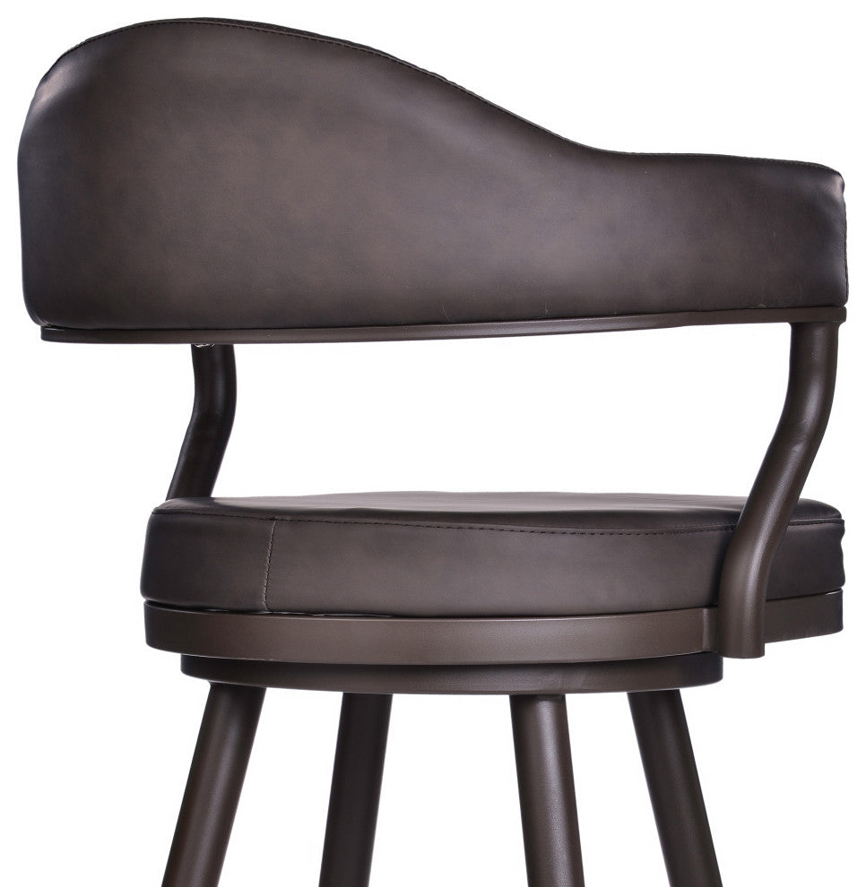 Justin 26" Counter Height Swivel Brown Faux Leather Bar Stool