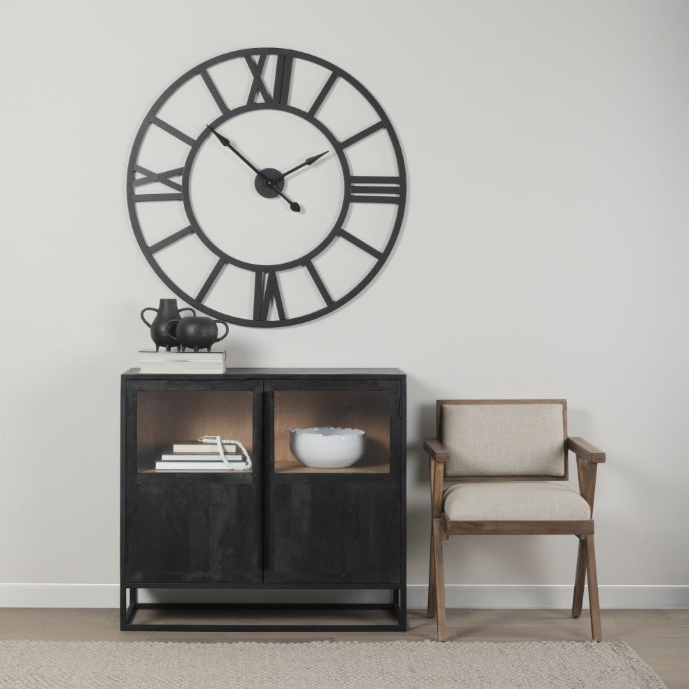 Sloan Dark Wood WithBlack Metal Frame Accent Cabinet