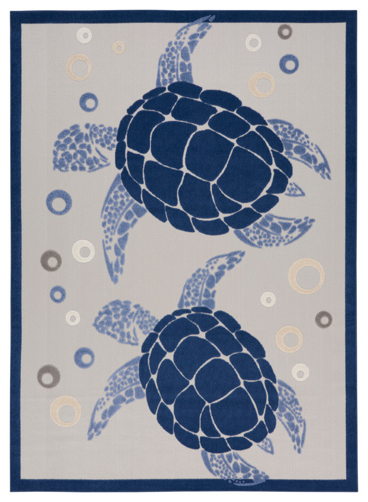 Nourison Aloha 9' x 12' Navy Blue Coastal, Nautical & Beach Area Rug