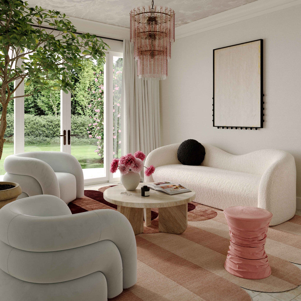 Bounce Velvet Adjustable Ottoman, Pink