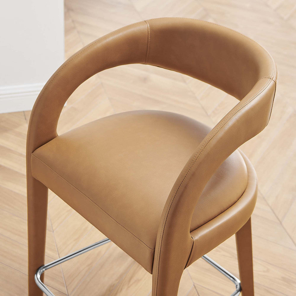 Pinnacle Vegan Leather Counter StoolSet of 2, Tan Silver