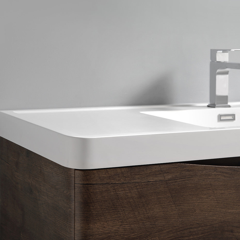 Fresca Tuscany 24" Rosewood Wall Hung Cabinet With Integrated Sink