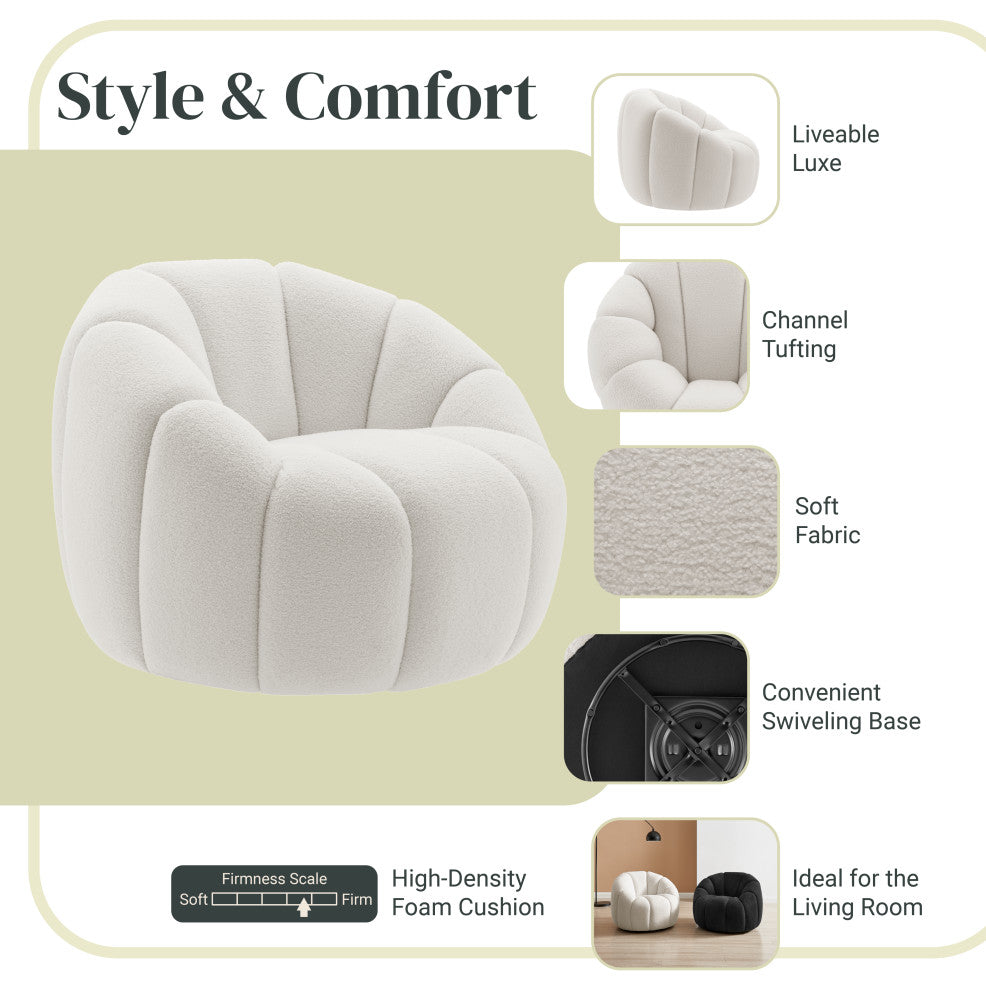 Callista Swivel Accent Chair, Monroe White