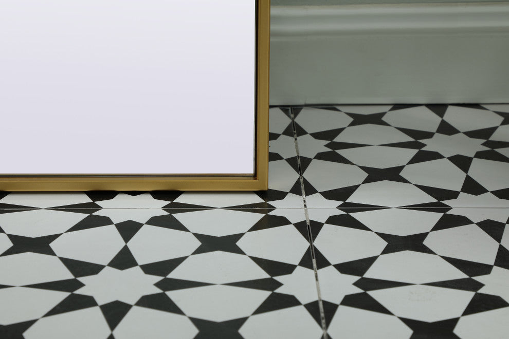 Metal Frame Arch Full Length Mirror 32X76 Inch, Brass