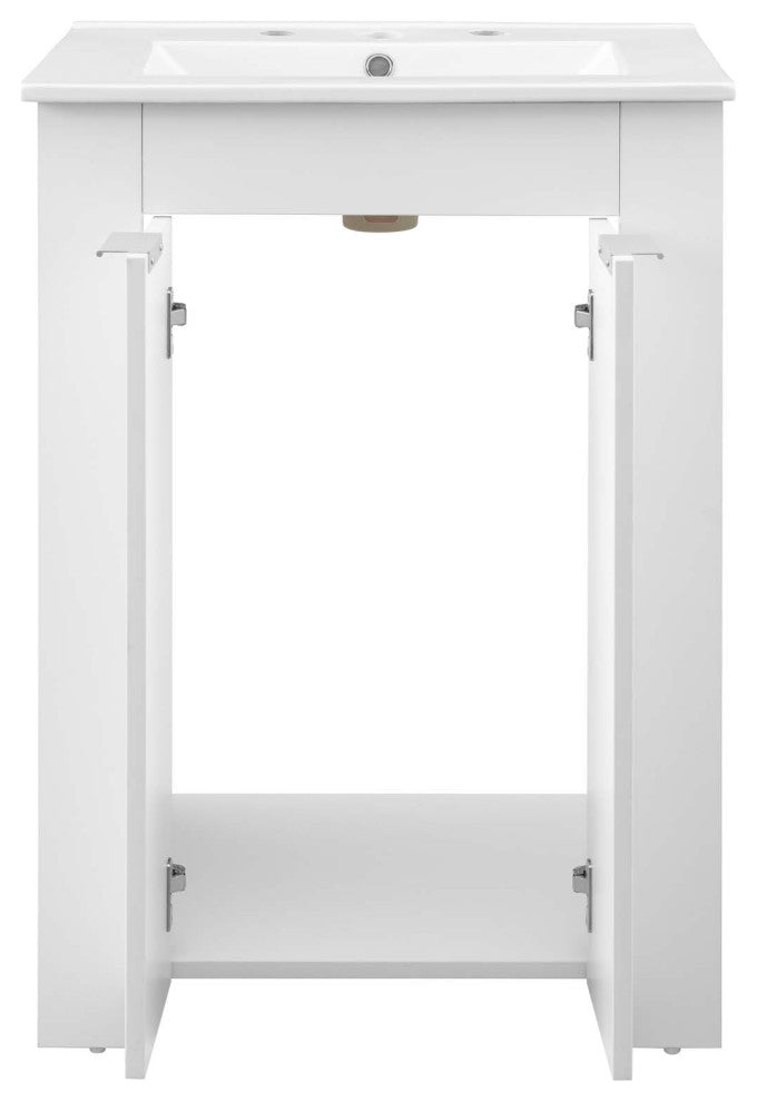 Sink Vanity Cabinet, Melamine, White, Modern Contemporary, Hotel Bathroom