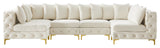 Tremblay Velvet Upholstered 6-Piece Modular U-Shaped Sectional, Cream