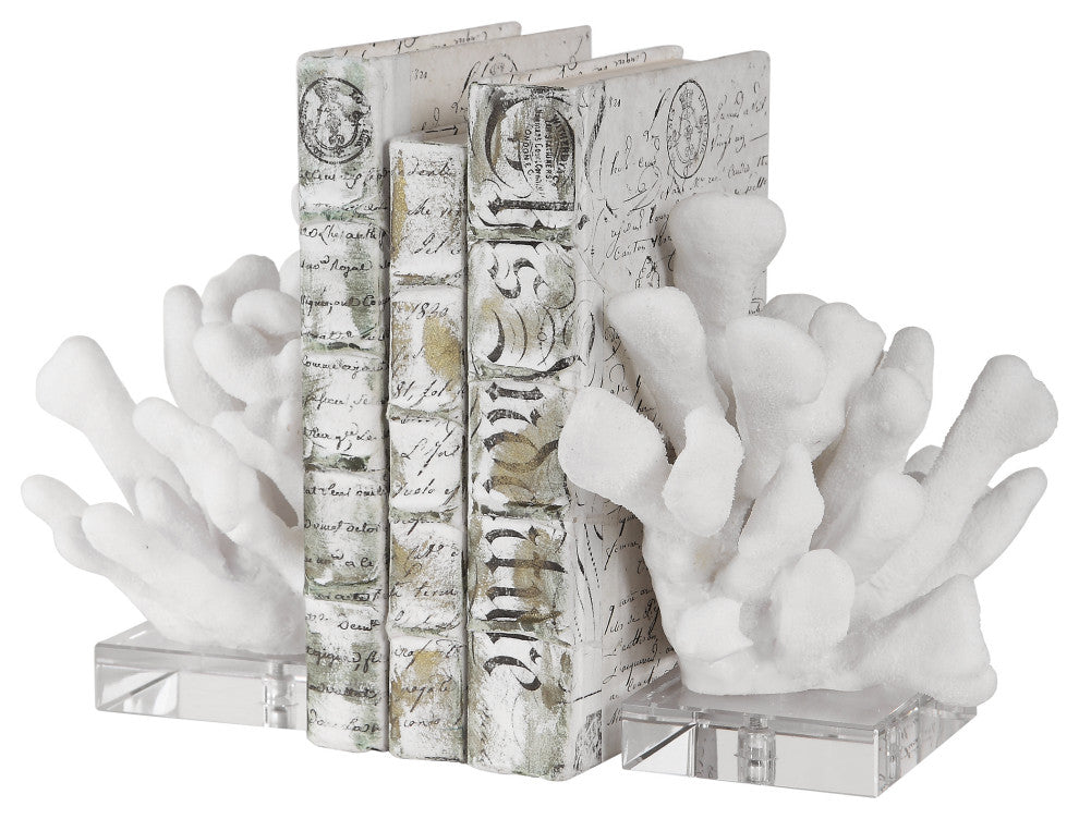 Uttermost Charbel White Bookends, 2-Piece Set