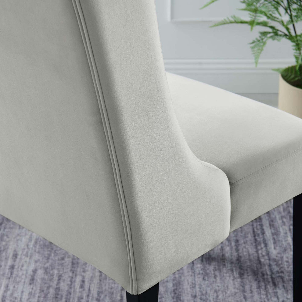 Baronet Performance Velvet Dining Chairs, Set of 2, Light Gray