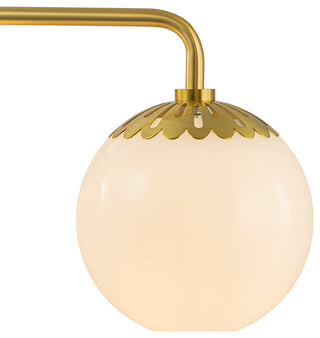 Brass 3-Light Flower Milky Glass Globe Vanity Wall Light