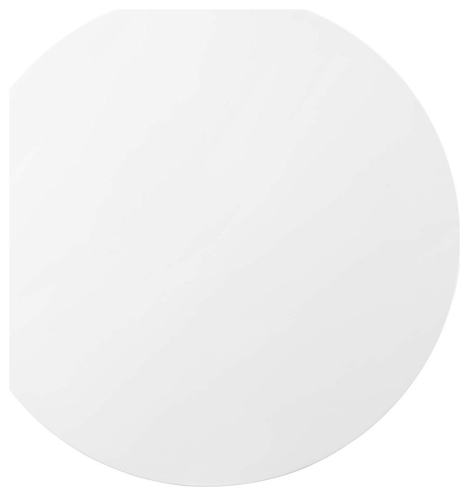 Dining Table, Round, Wood, Metal, Gold White, Modern, Cafe Bistro Restaurant
