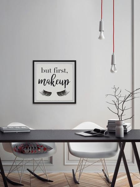 "Makeup First" Framed Painting Print, 18"x18"