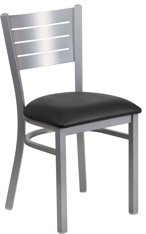 Silver Slat Chair-Black Seat