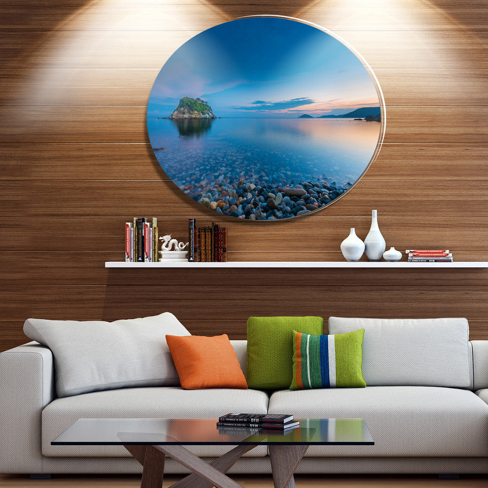 Green Isle At Stony Coast, Seashore Round Wall Art, 23"