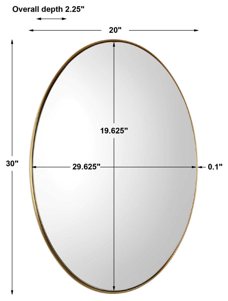 Uttermost 0935 Pursley 20" W x 30" H Oval Framed Bathroom Mirror - Plated