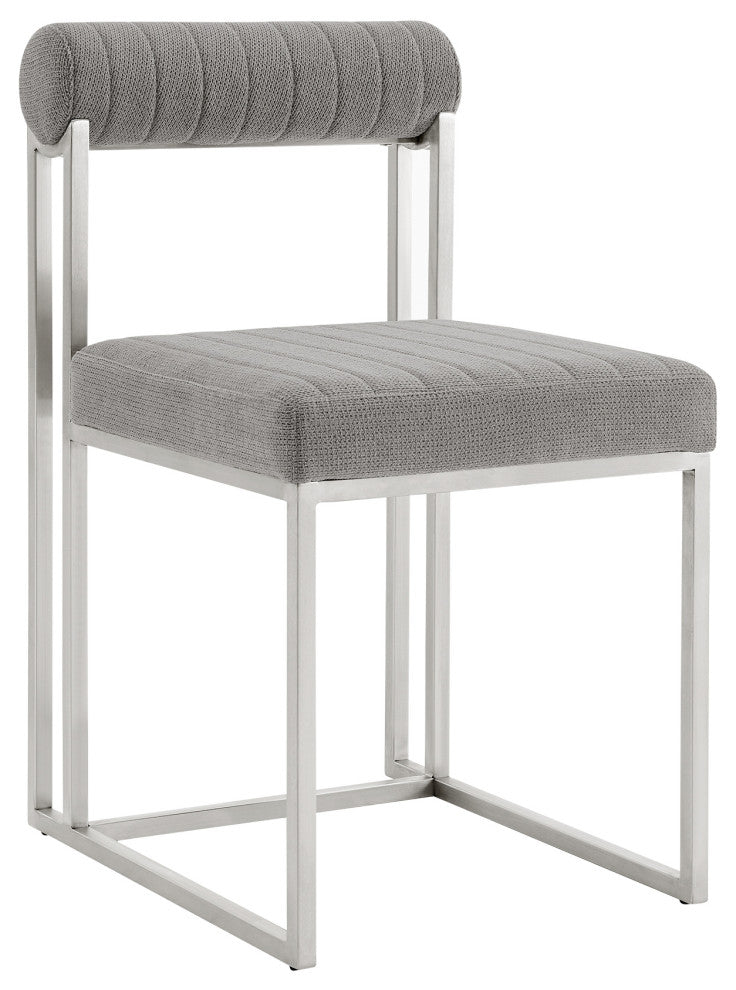 Kai Anastasia Glass Dining Table 5-Piece Set, Light Gray Fabric Chairs