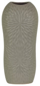Ceramic Tall Engraved Leaf Design Half-Circle Vase, Small, Gray