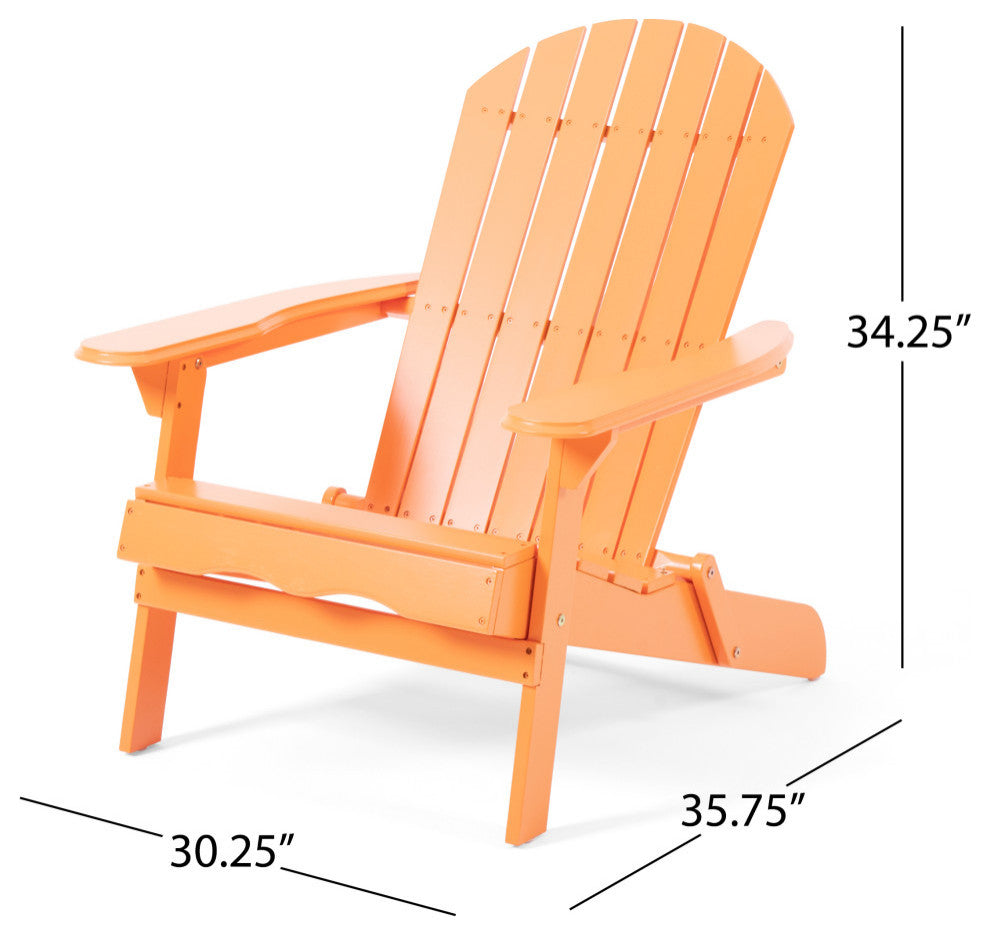 GDF Studio Milan Outdoor Rustic Acacia Wood Folding Adirondack Chair, Set of 2, Tangerine