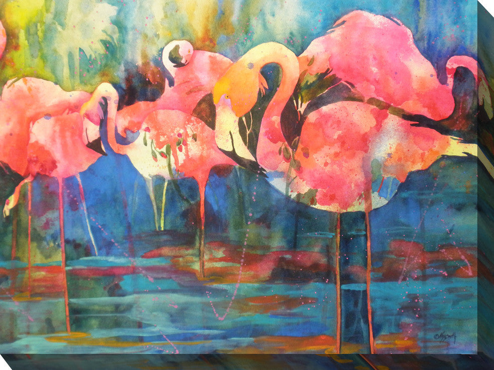 Flirty Flamingos Outdoor Art
