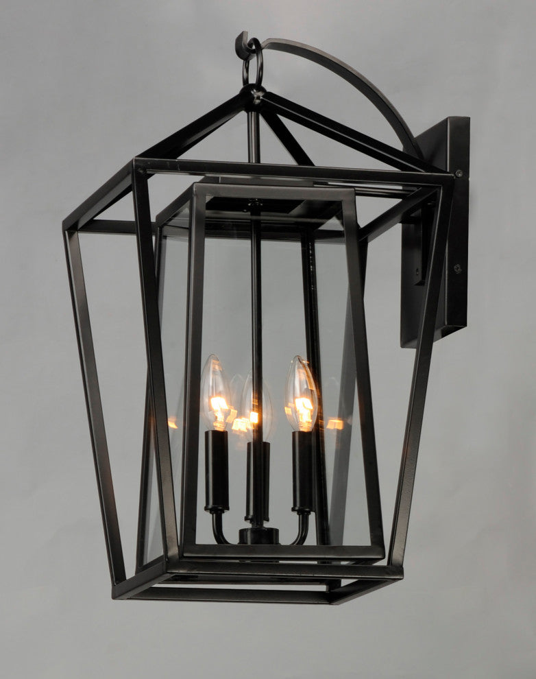 Maxim 3176 Artisan 3 Light 21" Tall Outdoor Wall Sconce - Black / Clear Glass