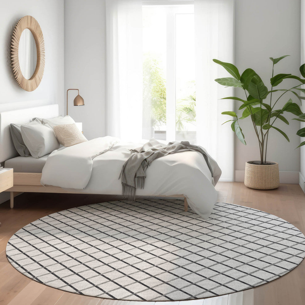 Indoor/Outdoor York YO1 Grey Machine Washable 8' x 8' Rug