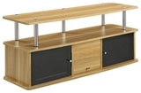 Pemberly Row 47" TV Stand with 3 Cabinets in Light Oak