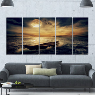 Middle of Ocean after Storm, Floral Canvas Art Print, 60"x28", 5 Panels