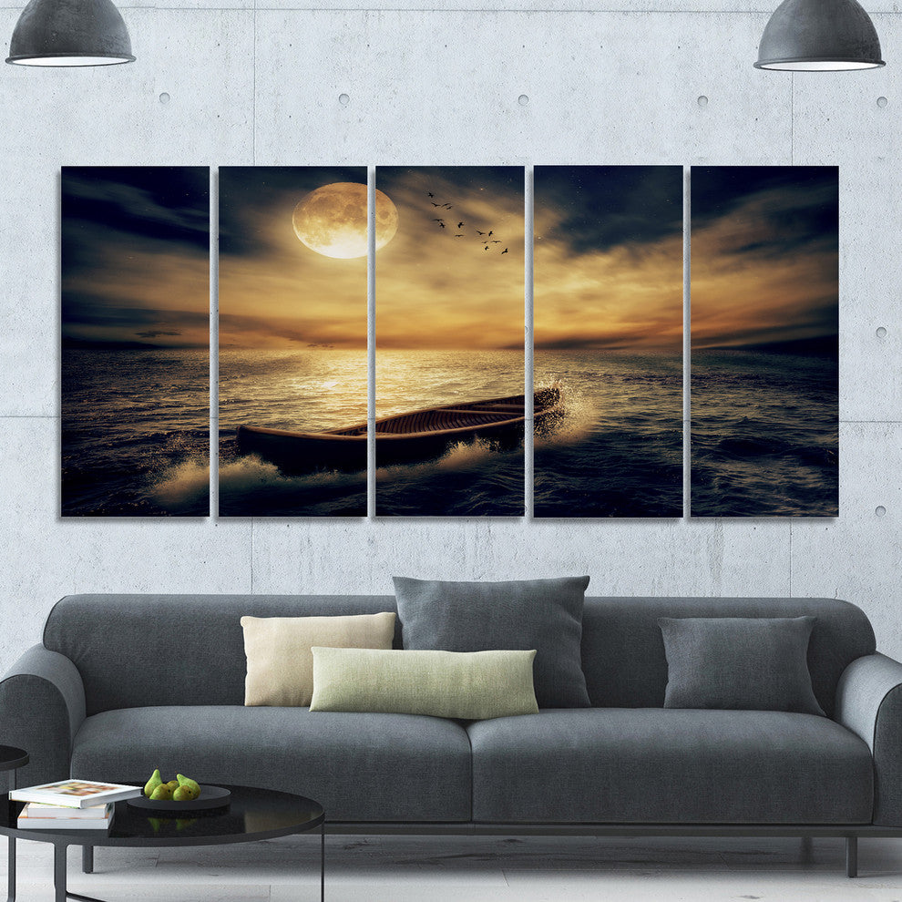 Middle of Ocean after Storm, Floral Canvas Art Print, 60"x28", 5 Panels