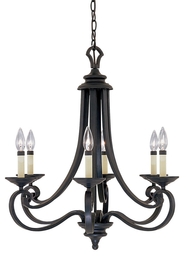 Barcelona 6-Light Chandelier, Natural Iron