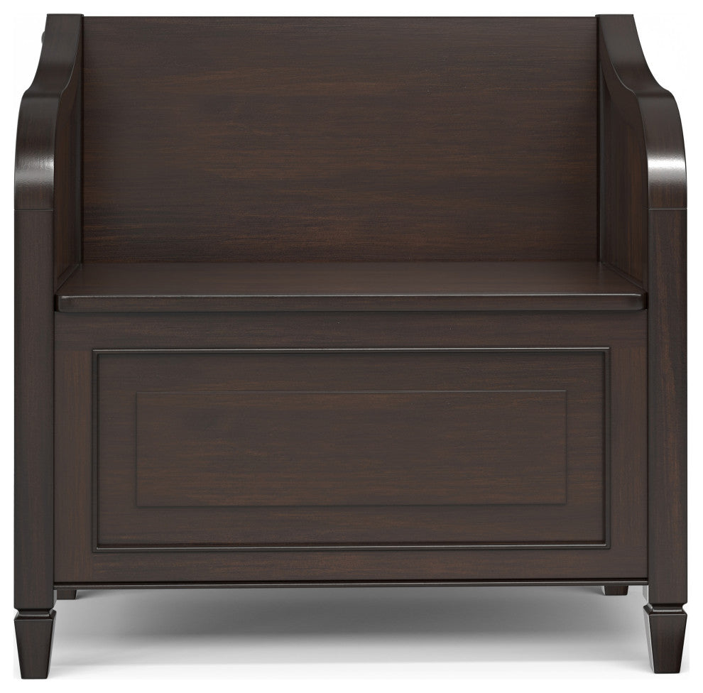 Connaught Solid Wood Small Entryway Storage Bench, Chestnut Brown
