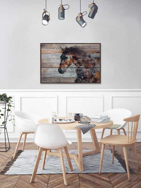 "Fire Horse" Floater Framed Painting Print on Canvas, 18"x12"