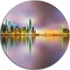 Hong Kong Panorama At Twilight, Cityscape Photo Disc Metal Artwork, 36"