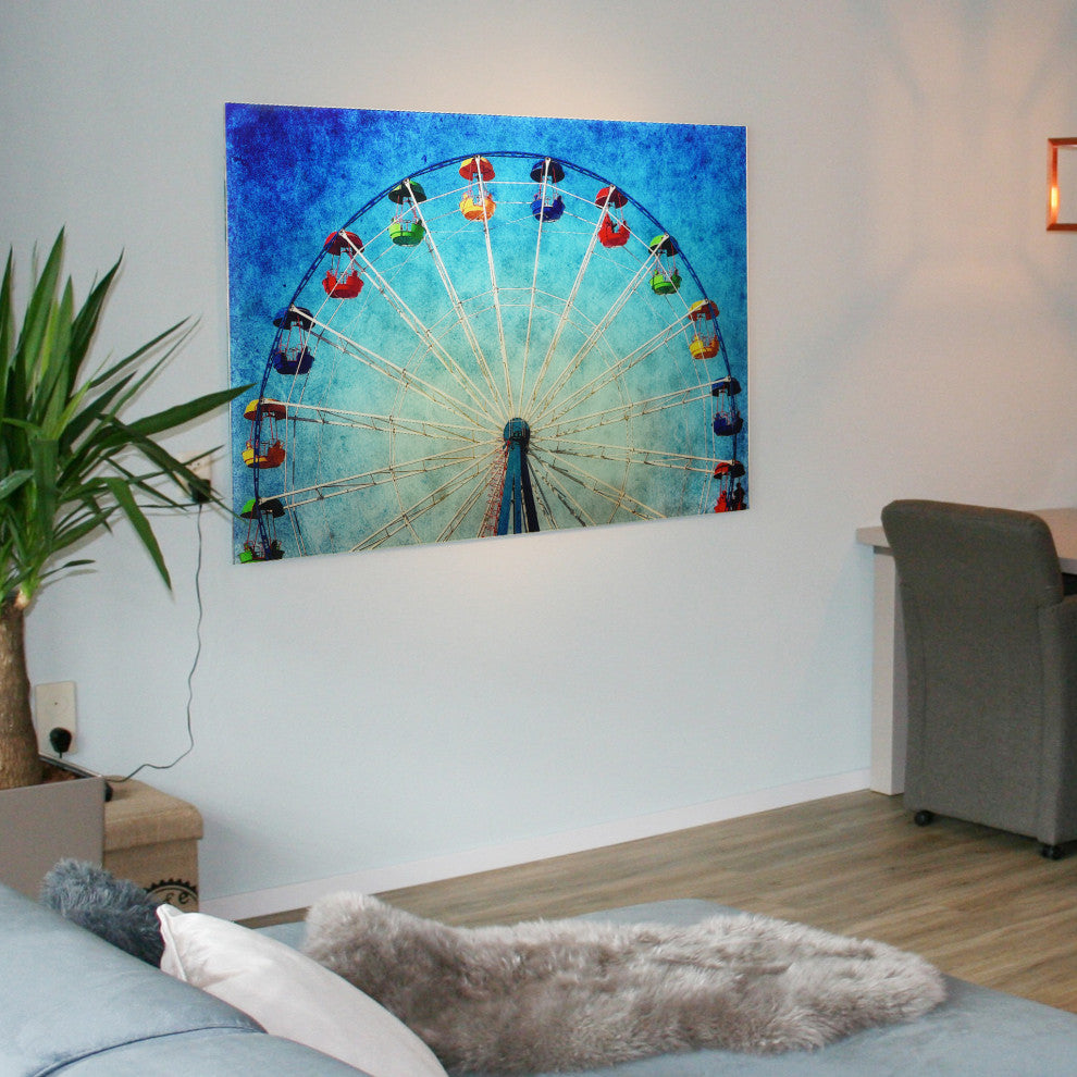 Ferris Wheel Wall Art Tempered Glass Contemporary Artwork 48" x 32"