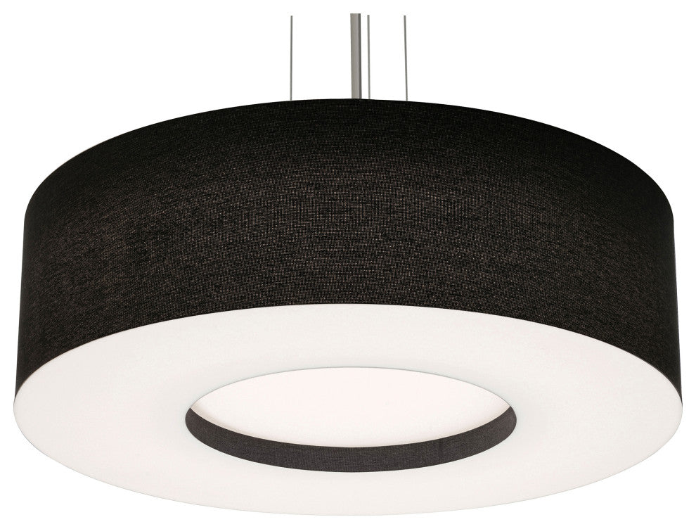 Montclair 30" Medium Base Pendant, Satin Nickel Finish, Black Shade