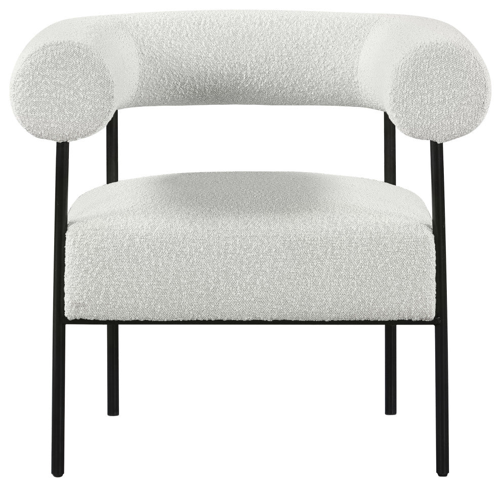 Blake Boucle Fabric Upholstered Accent Chair, Cream