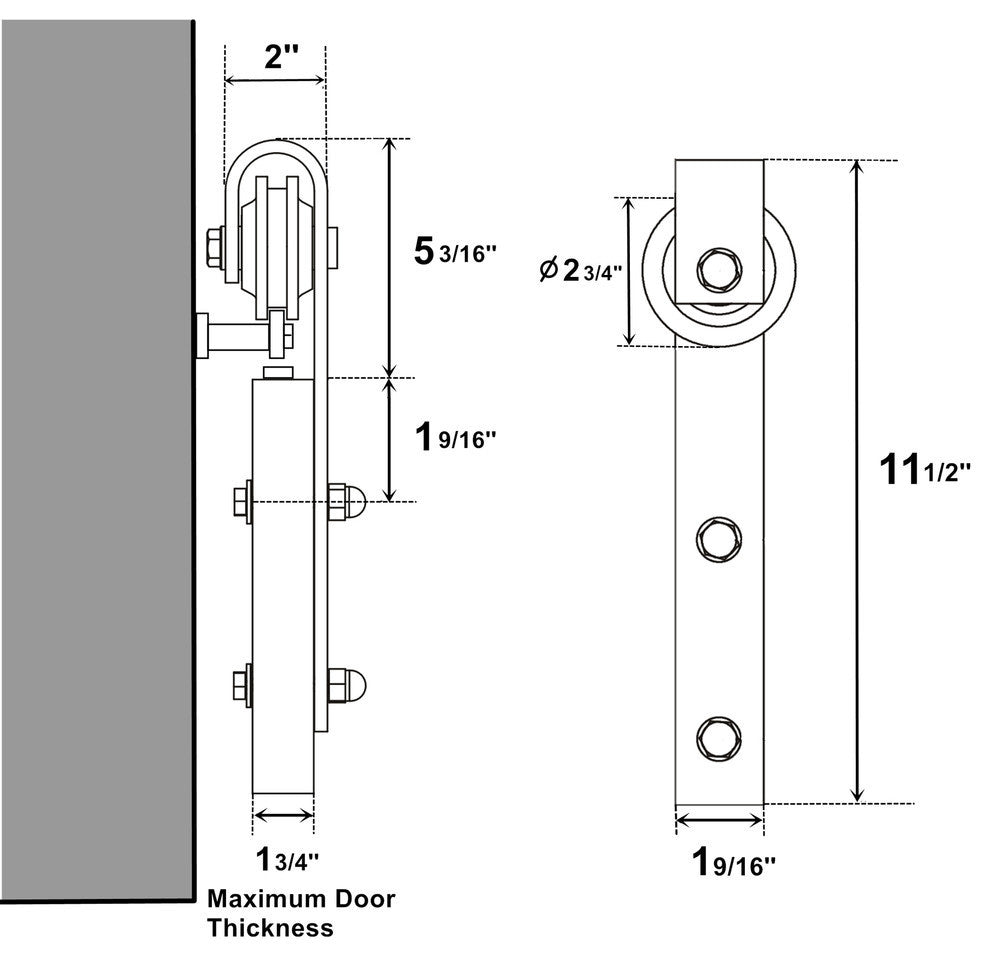 Vancleef Hardware Sliding Barn Door Hardware for Double Door, Classic Design, 8''
