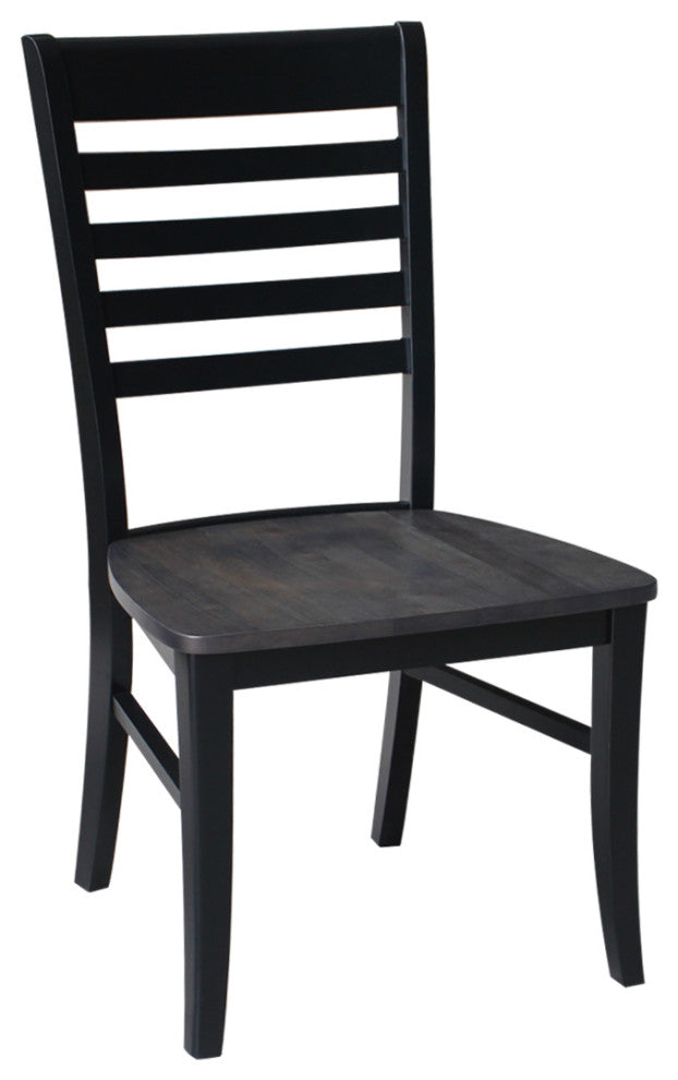 Set of Two Roma Ladderback Chairs, Coal-Black/Washed Black