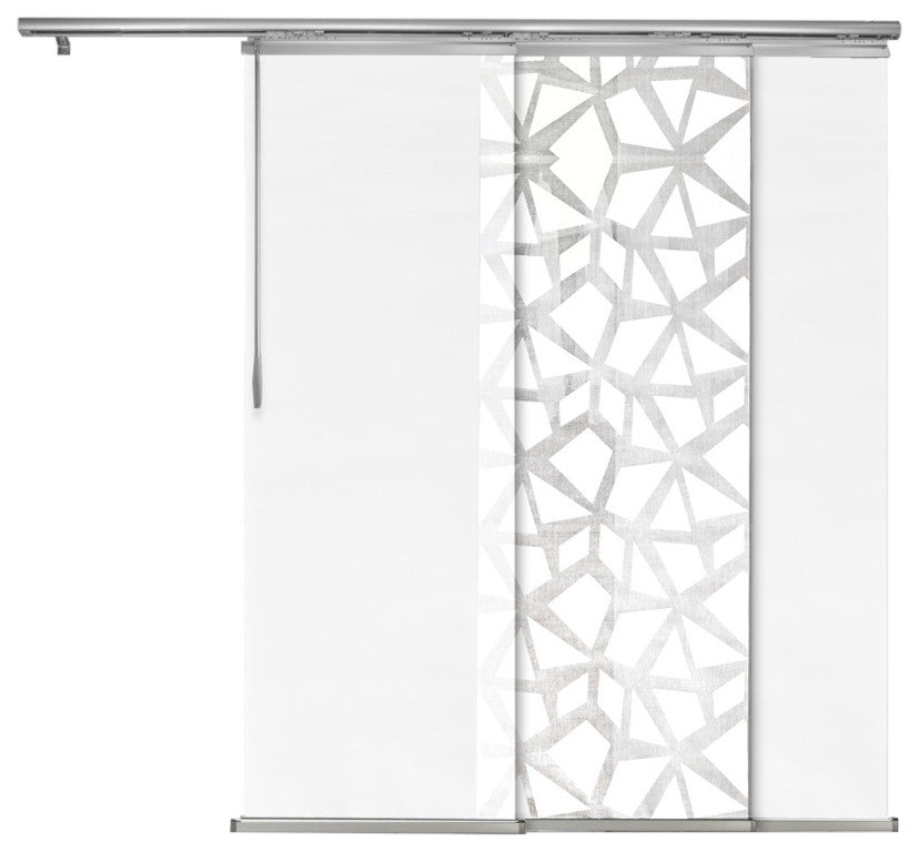 Scattered-Navajo White Panel Track Room Divider Vertical Blinds 94"Hx36-66"W
